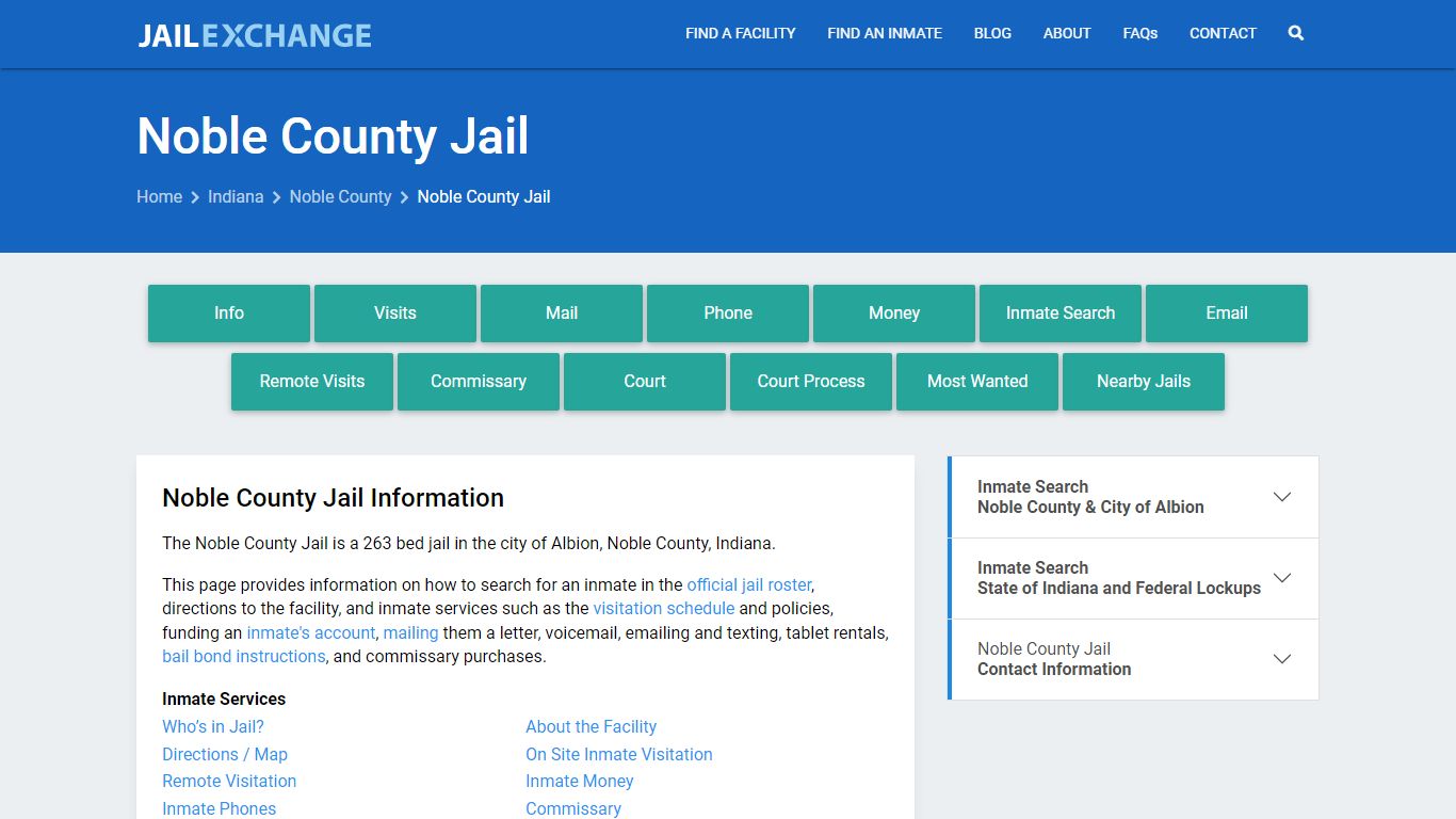 Noble County Jail, IN Inmate Search, Information